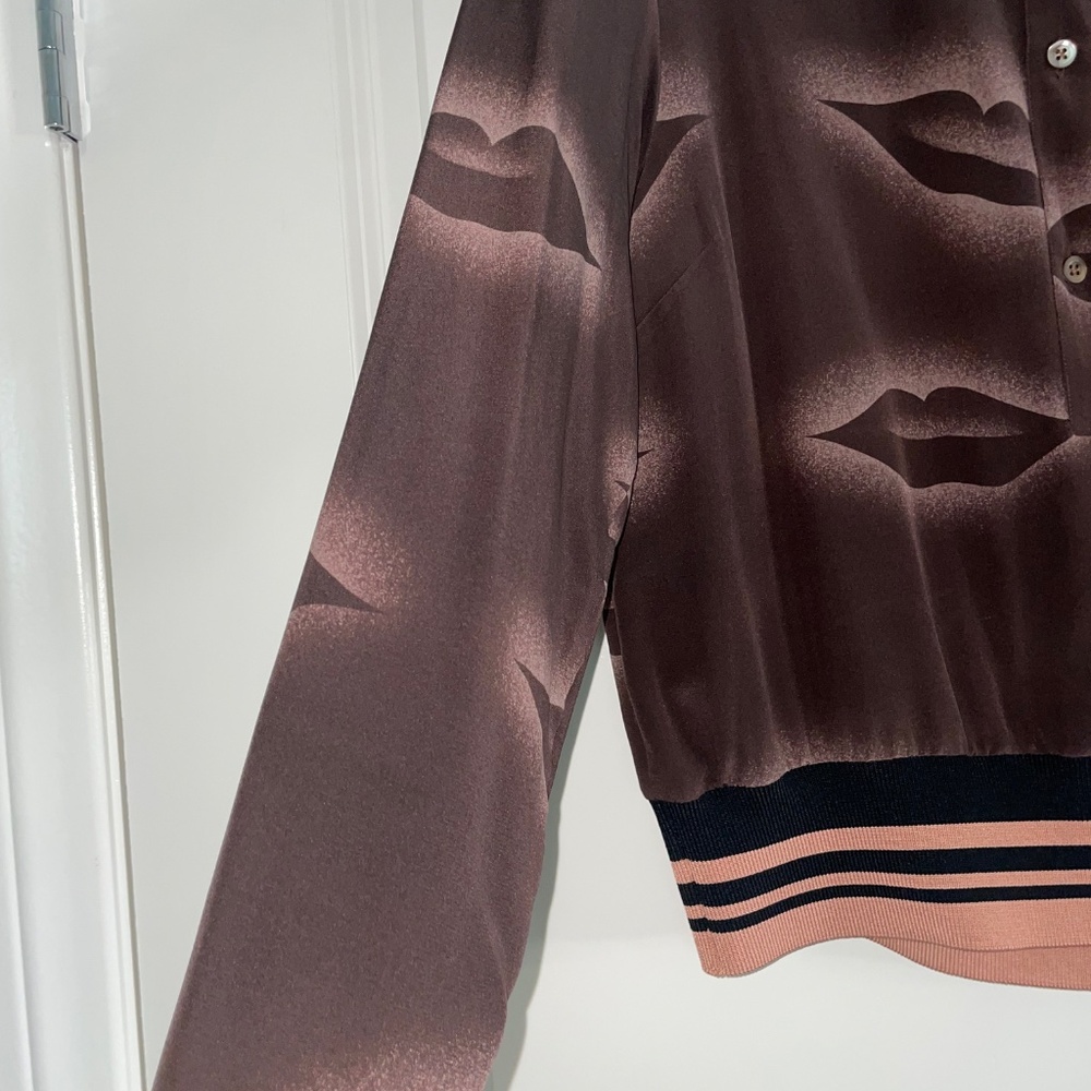 DRIES VAN NOTEN 100% Silk Brown Dreamy Lips Long Sleeve Blouse - Picture 8 of 12